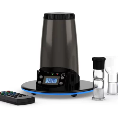 Arizer Extreme Q UK desktop vaporizer showing balloon and whip